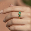 Minimal Triple Gemstone Ring for Women