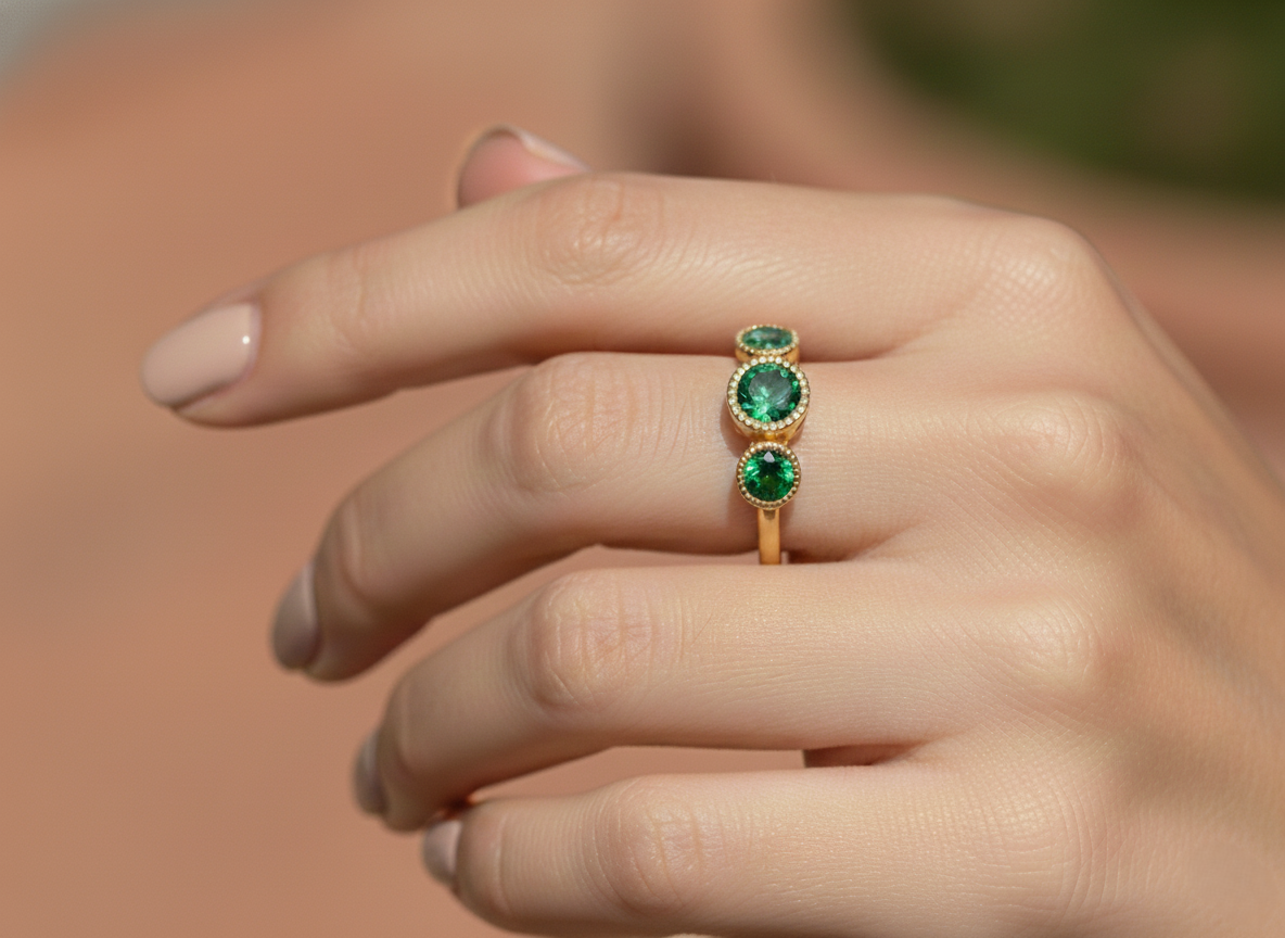 Dainty Gold Green Onyx Ring