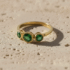Minimal Triple Gemstone Ring for Women