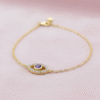Amethyst Evil Eye Gold Bracelets for Women