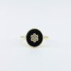 Black Enamel Floral Gold Ring for Women