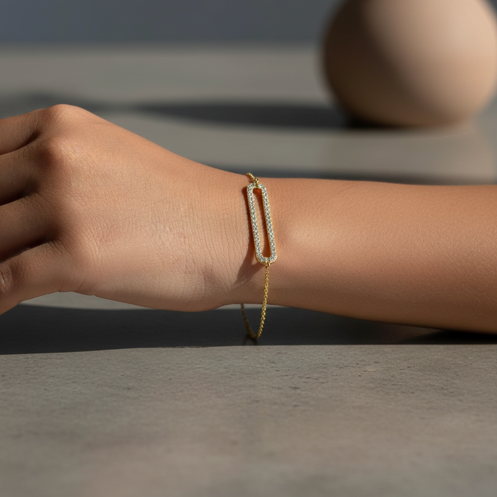 Minimalist Crystal Bar Chain Bracelet