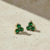 Triple green onyx Stud Earrings for Her