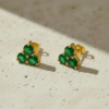Triple green onyx Stud Earrings for Her