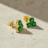 Triple green onyx Stud Earrings for Her