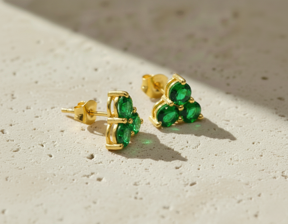 Stylish green onyx cluster earrings for daily wear