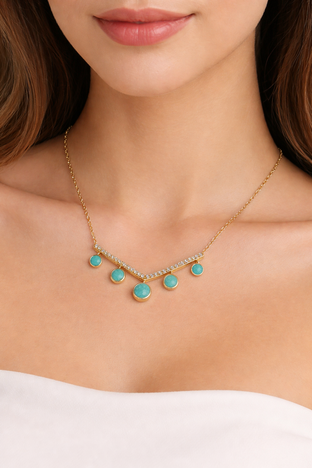 Amazonite Drop Gold Necklace