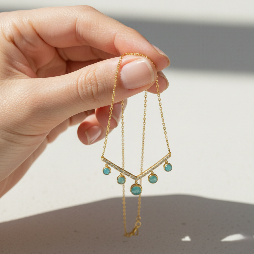 Gold Amazonite Charm Necklace
