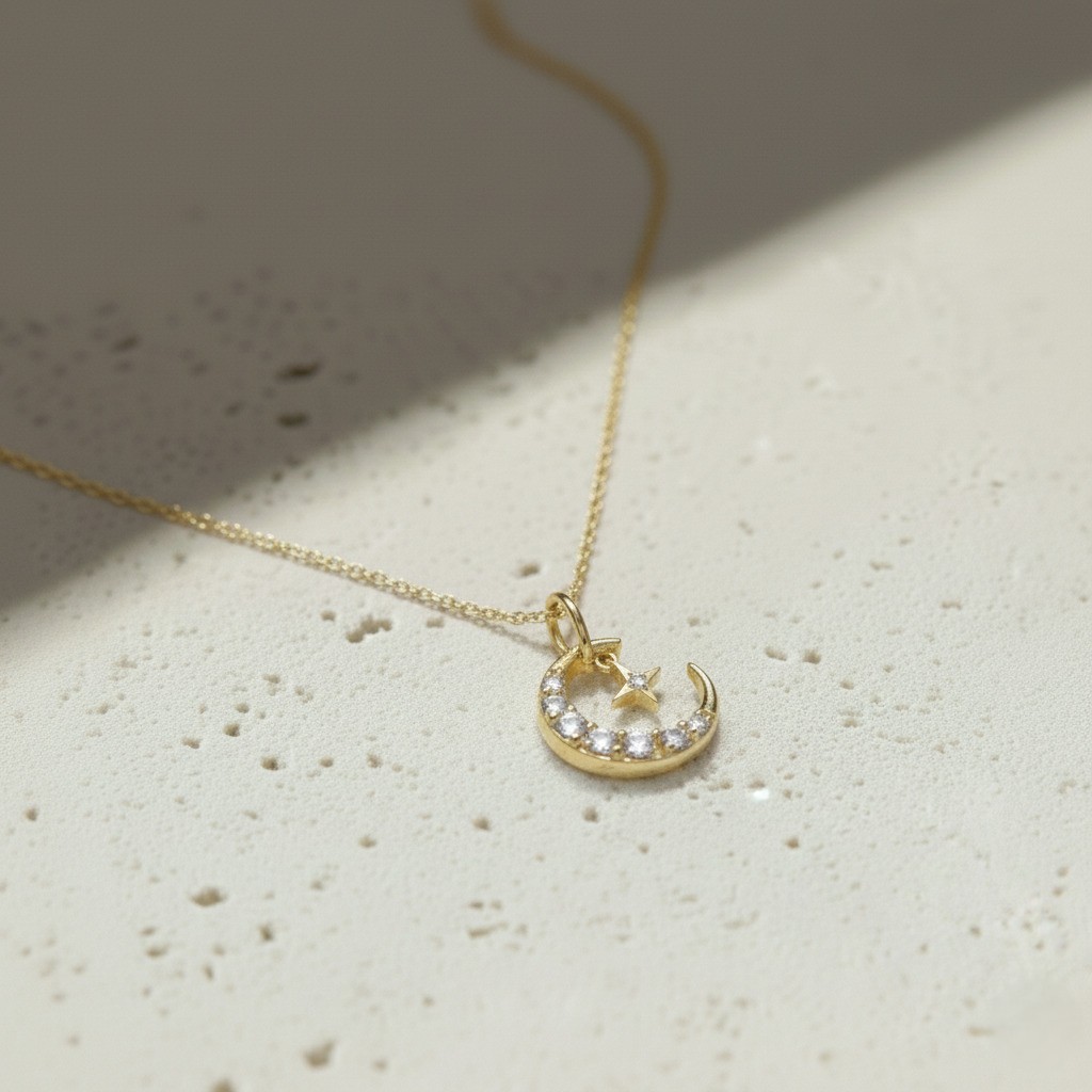 Elegant Moon Star Necklace