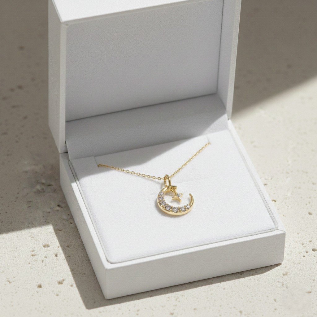 Gold Moon Star Pendant