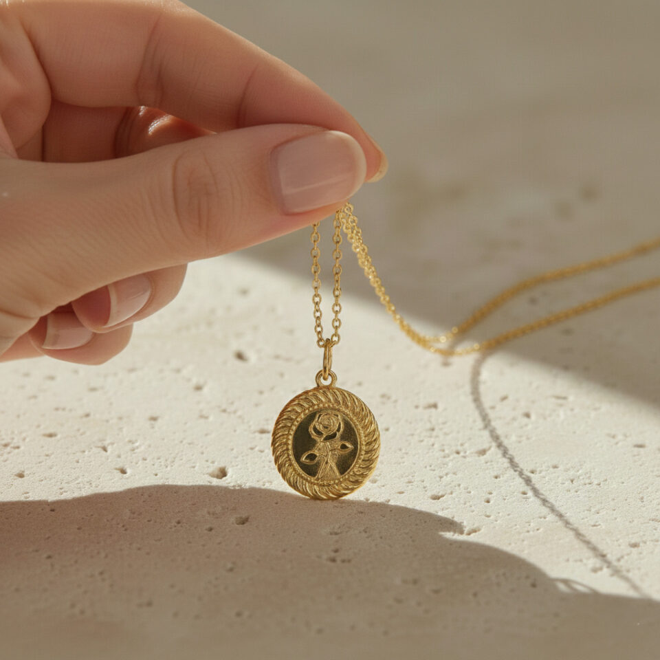Minimal rose medallion necklace jewelry