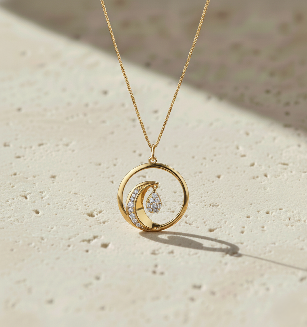 Gold Plated Crescent Moon Necklace – Minimal Jewelry