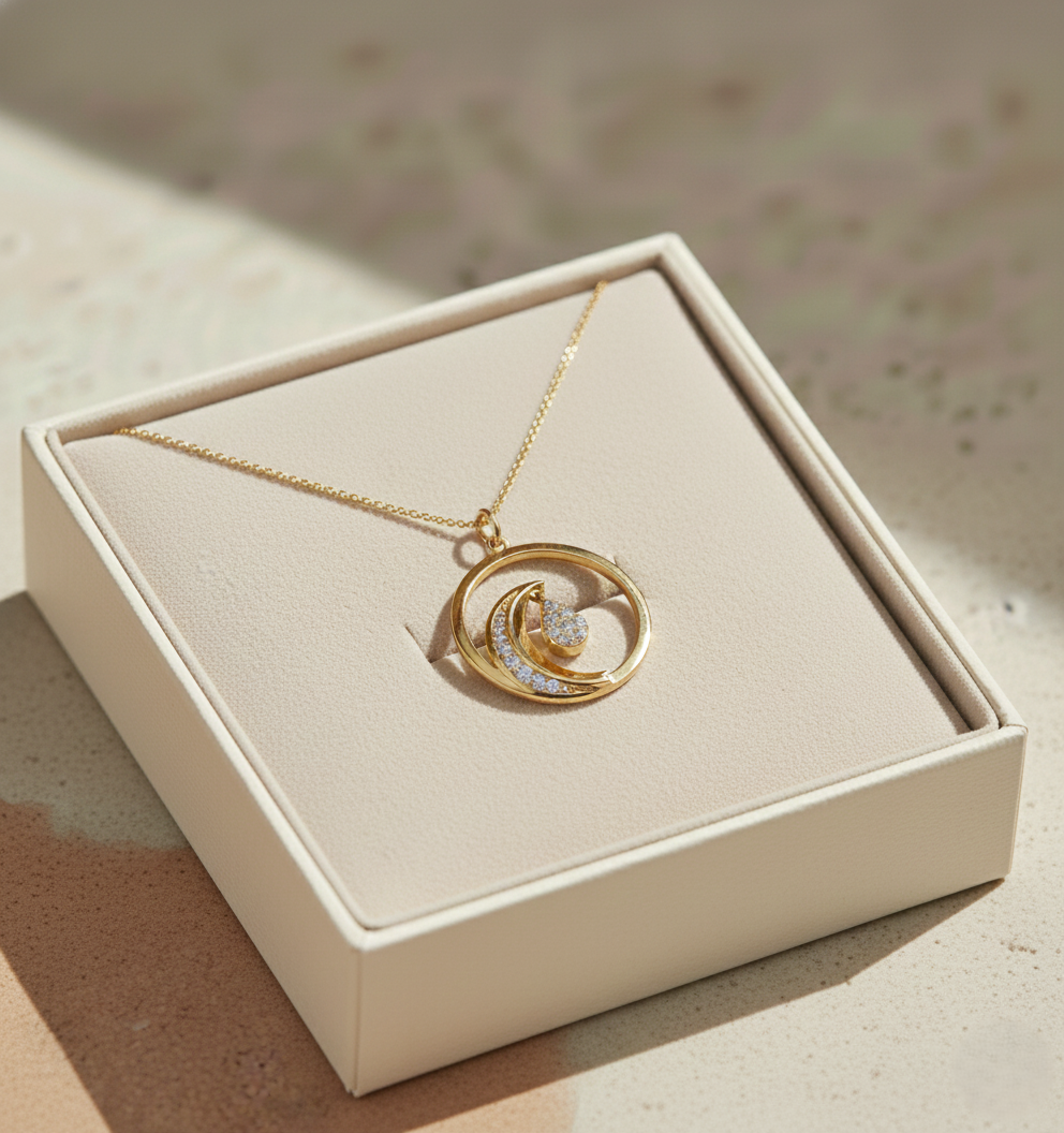Daily Wear Moon Circle Pendant for Girls