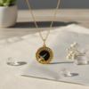 Celestial Black Enamel Necklace for Women