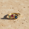 Natural Multi Gemstone Wave Band Ring for Women