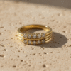 Elegant Double Layer CZ Gold Ring for Women