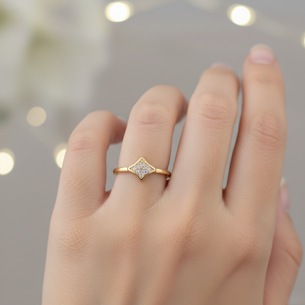 Minimal Geometric CZ Sparkle Ring
