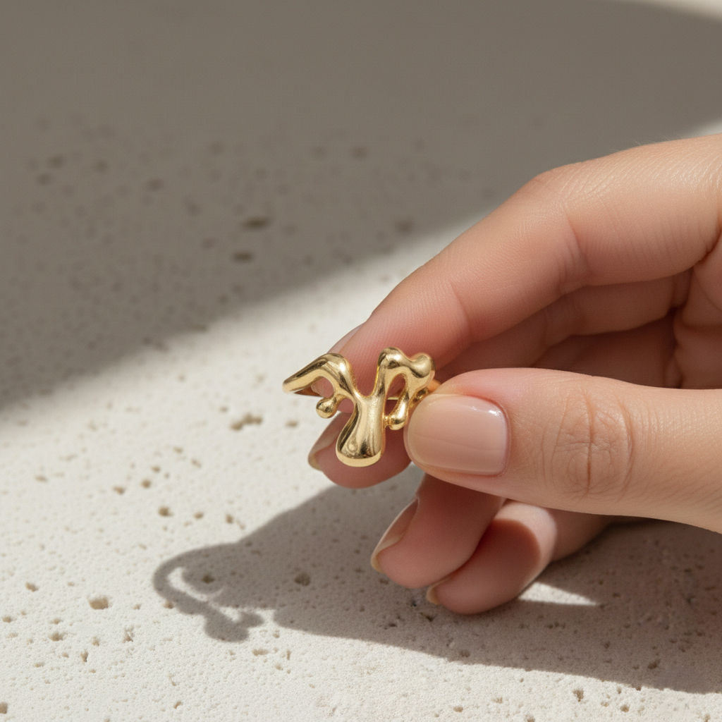 Abstract Dripping Sterling Silver Statement Ring