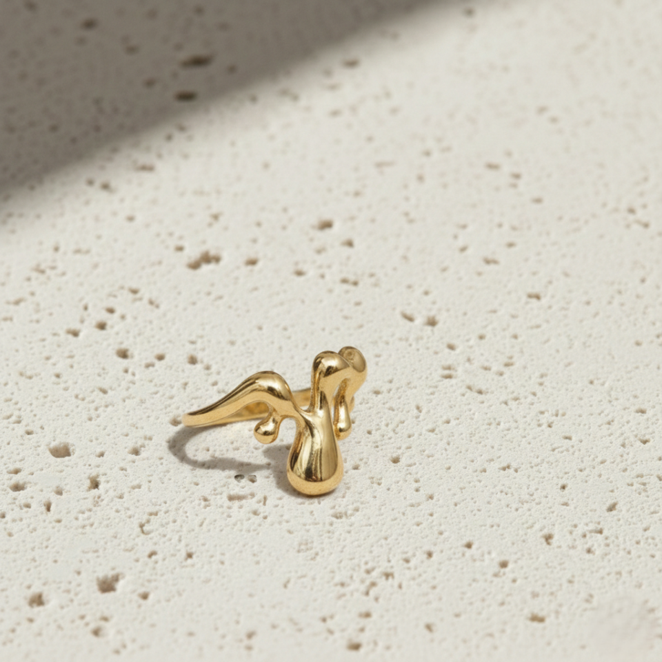 Dripping Design Sterling Silver Statement Ring