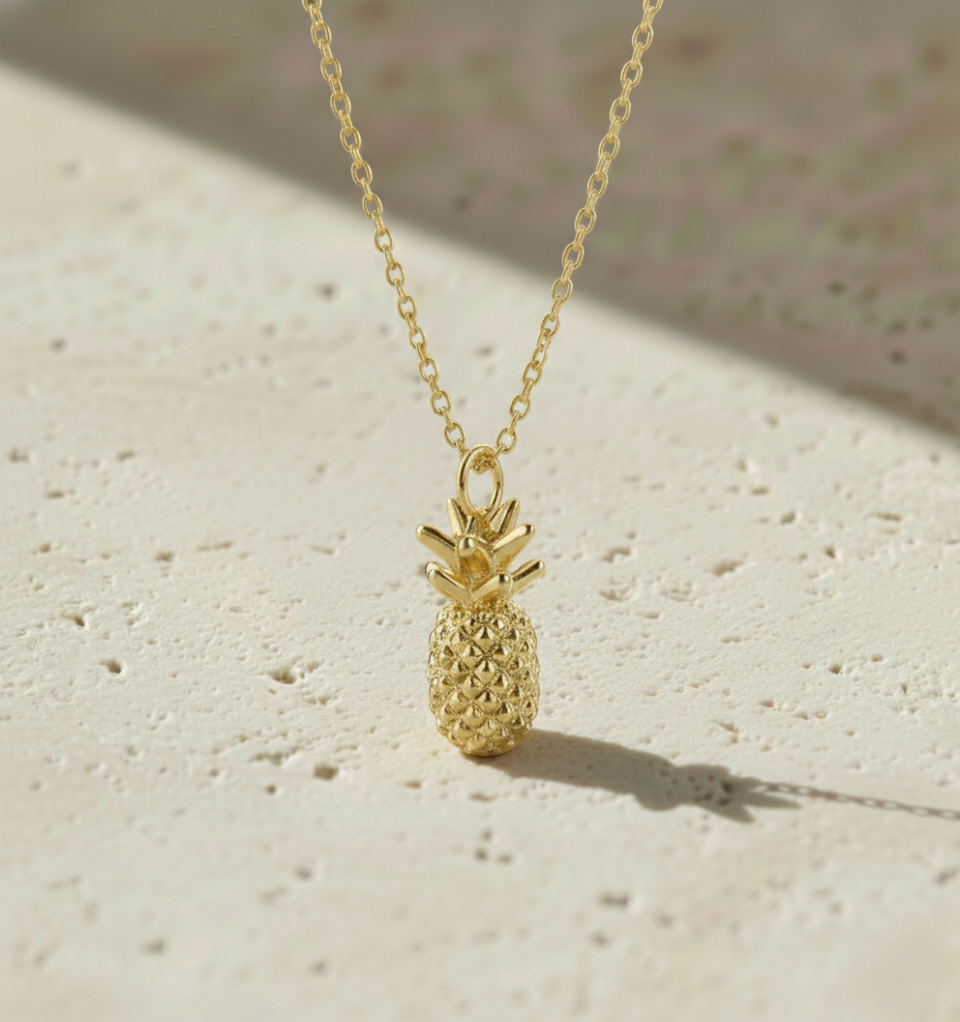Gold finish pineapple pendant jewelry