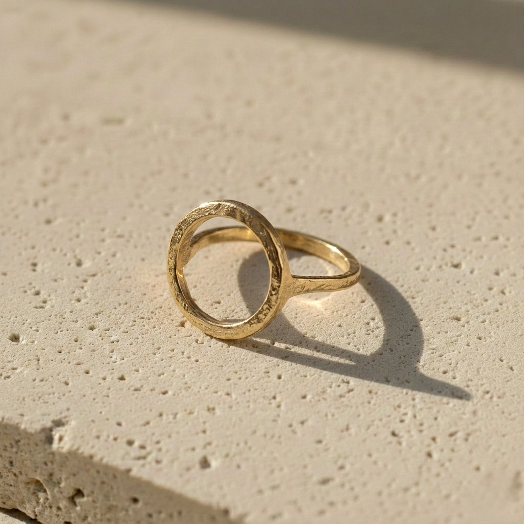Textured Circle Gold Ring