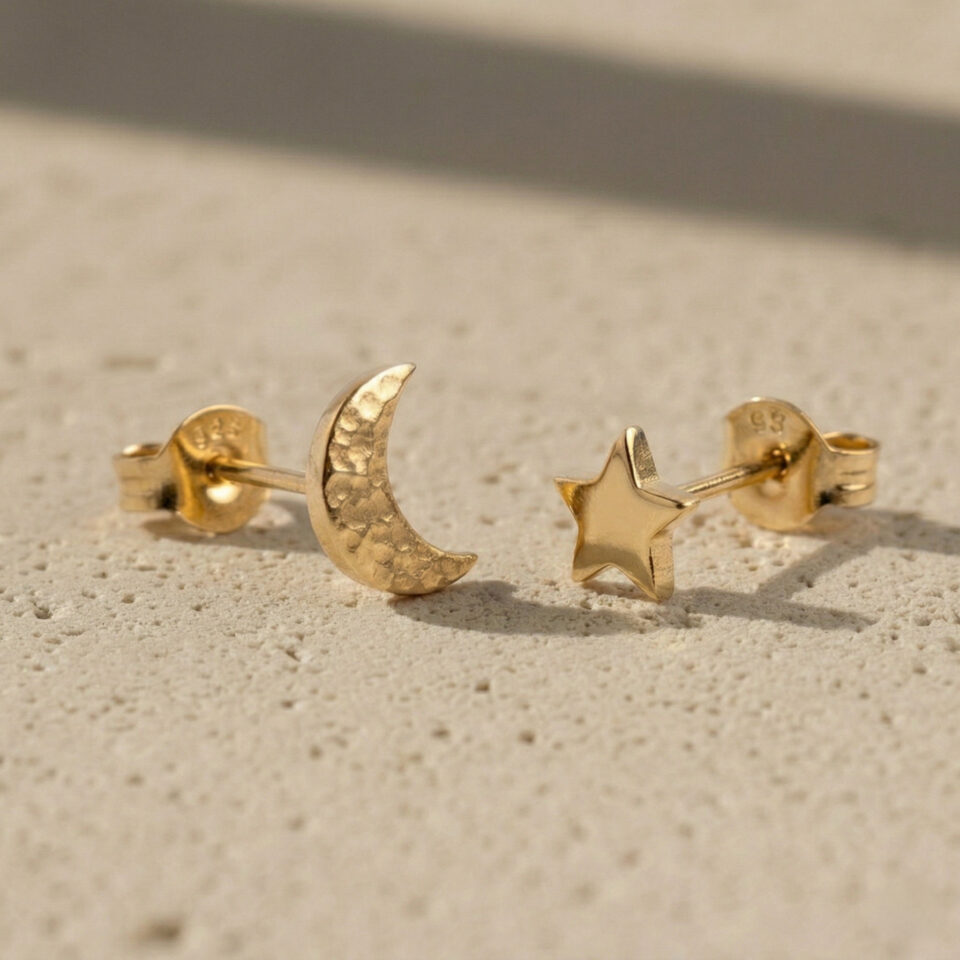 Celestial moon star gold earrings Jaipur jewelry manufacturers