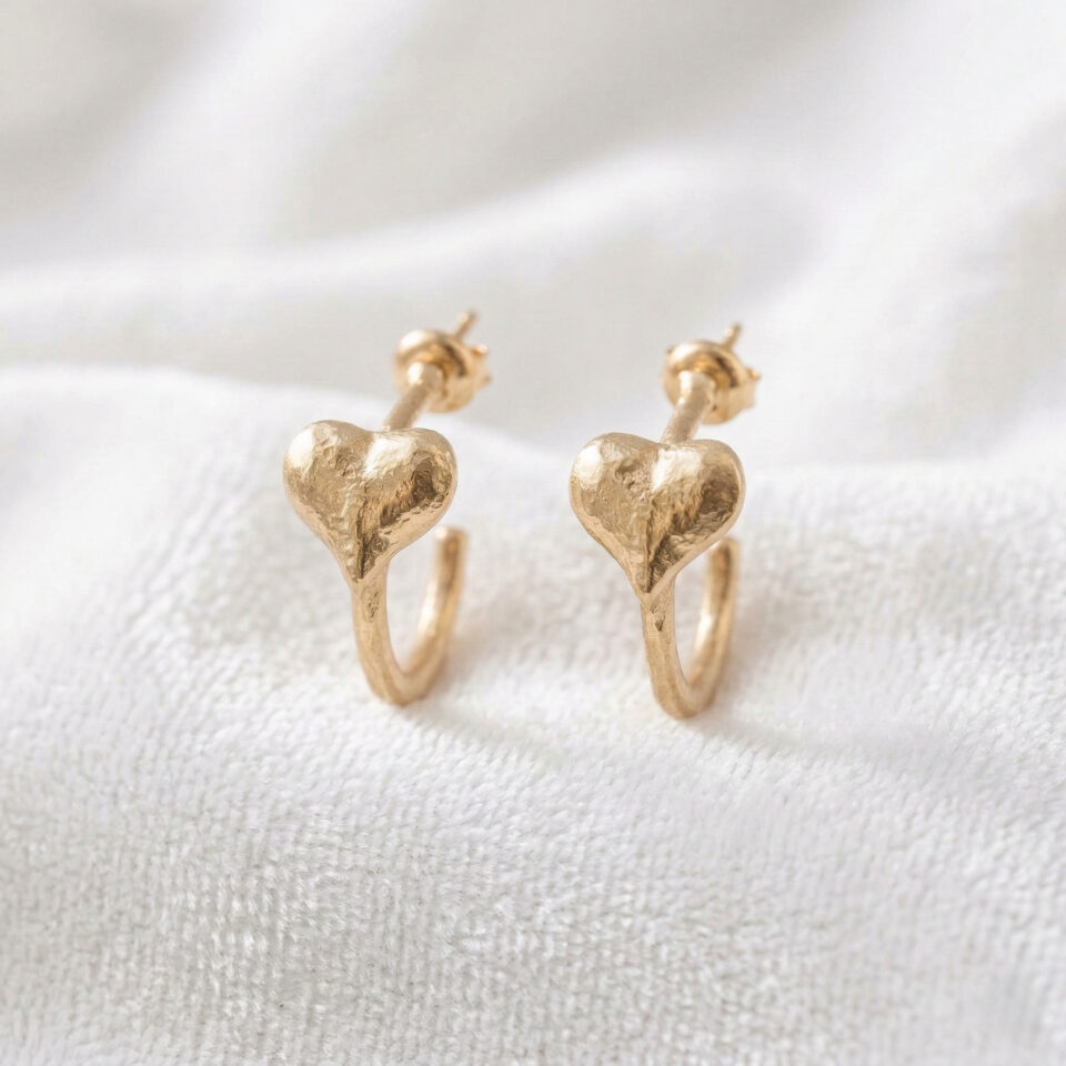 Elegant heart bird inspired hoop earrings