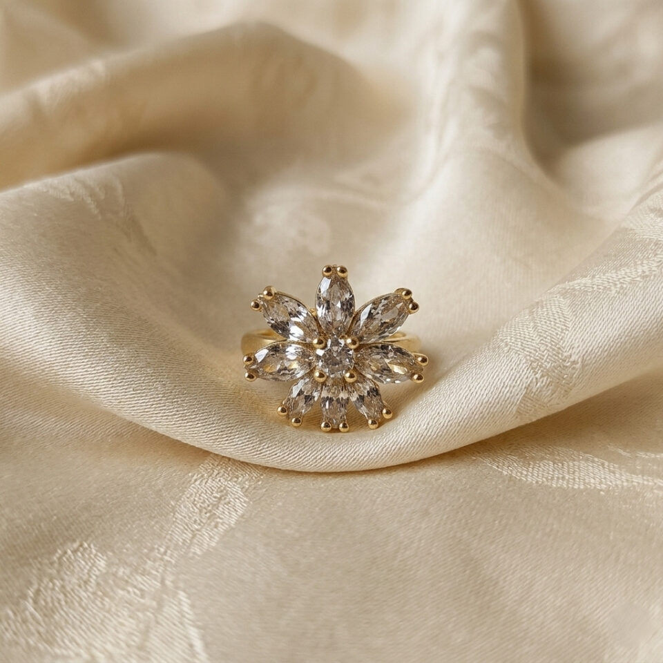 Stylish floral crystal ring Jaipur jewelry manufacturers