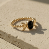 Celestial Onyx Moon Ring