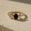 Celestial Onyx Moon Ring