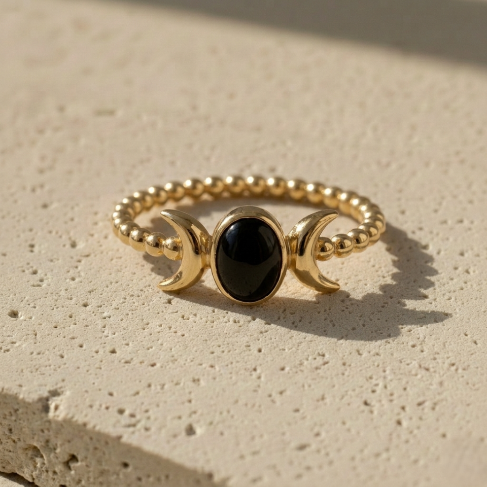 Elegant black onyx moon ring jewelry manufacturers Jaipur