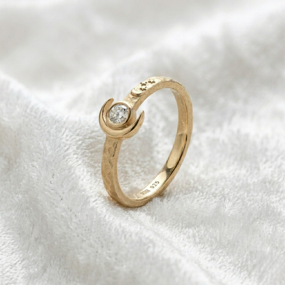 Elegant moon gemstone ring jewelry