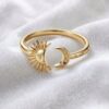 Sun Face Moon Designer Ring