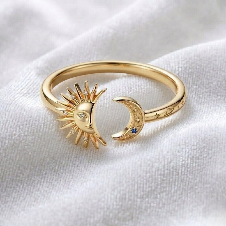 Elegant sun moon celestial ring
